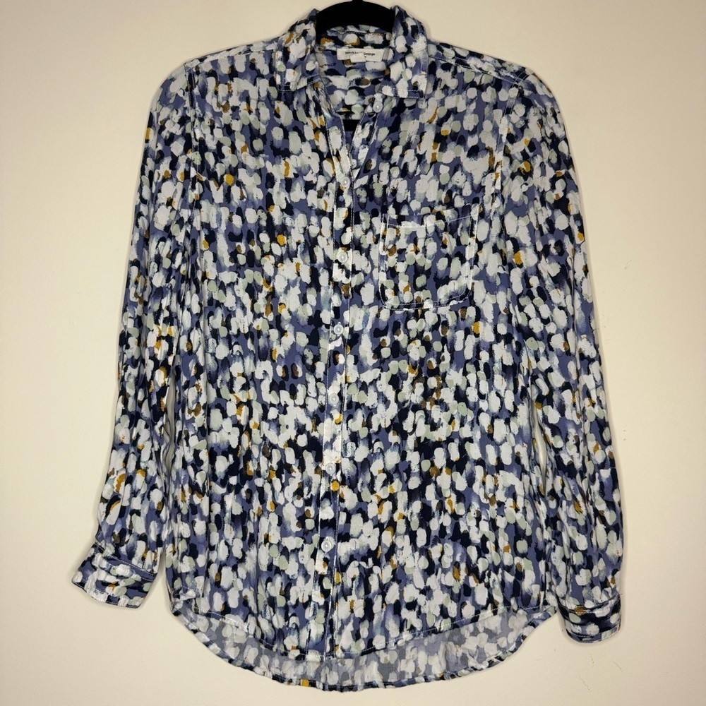 BEACHLUNCHLOUNGE Collection Abstract Floral Beachy Flowy Pocket Buttondown Shirt